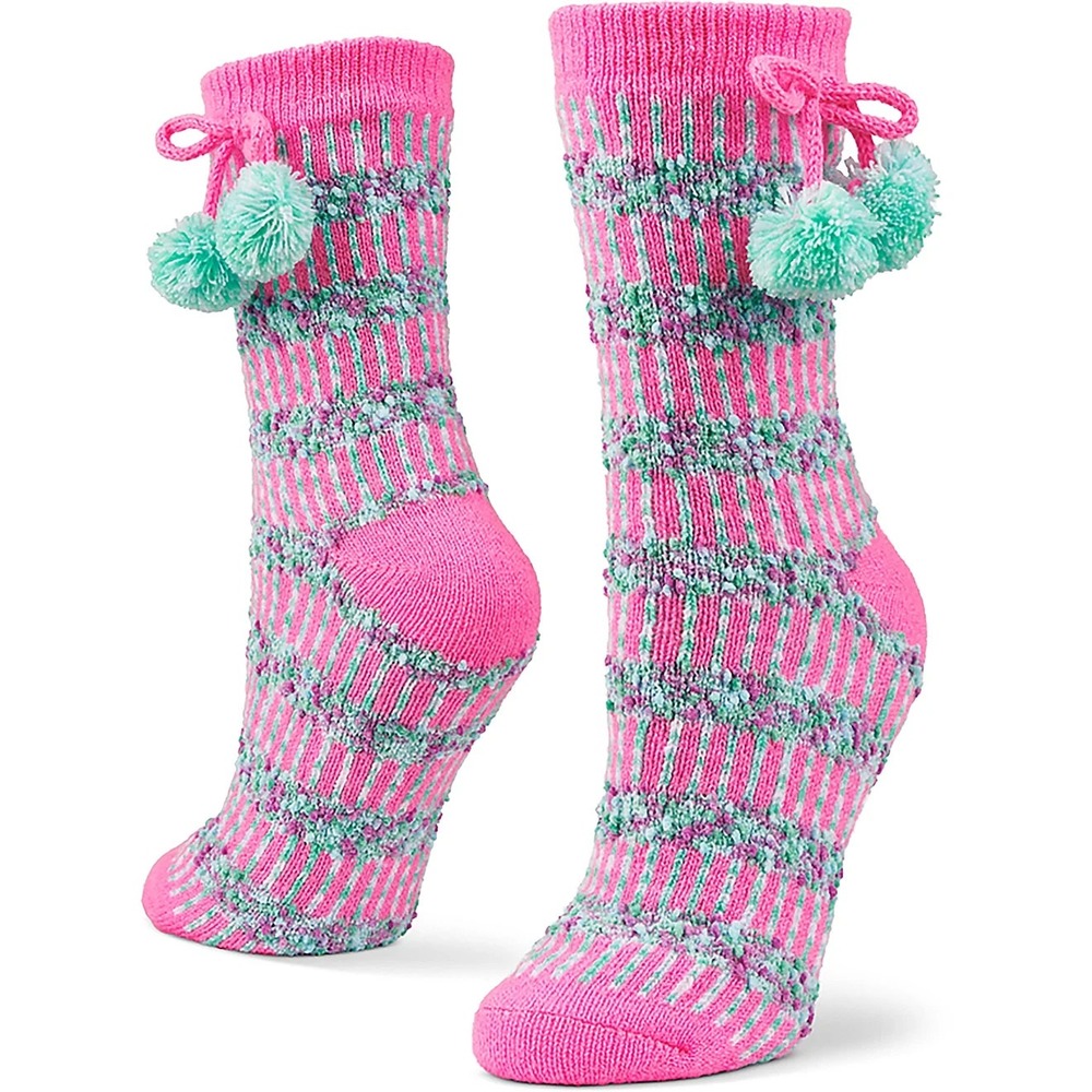 Magellan Outdoors Lodge Socks Womens 5-10 Aloe Infused PINK Ombre Popcorn Pom